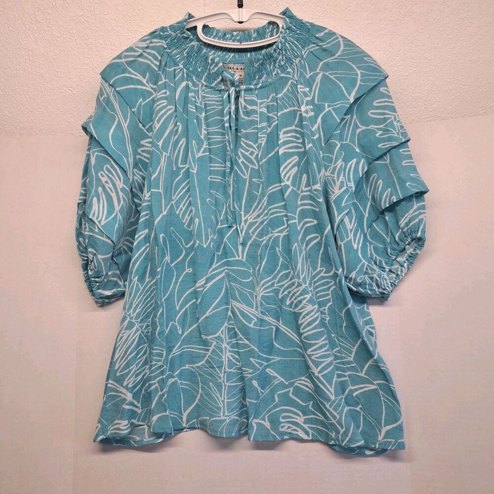 Zac & Rachel Viridian Green/White Women's M Blouse
